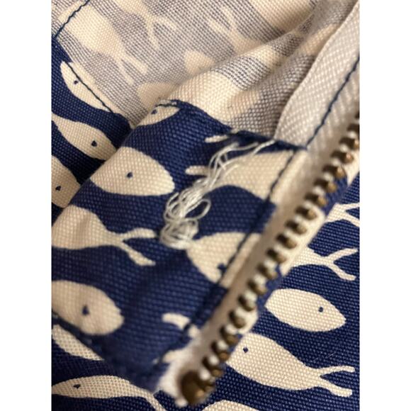 Garnet Hill Skirt 10 Navy Blue Fish Print Zip Woven *please read* - Picture 10 of 10